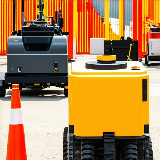 Construction site showing vacuum excavation machinery, safety signage, and utility detection tools