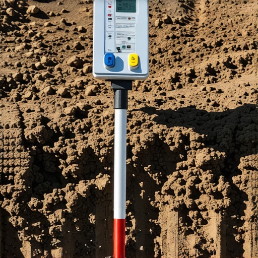 Soil sensors and data terminals monitoring water table fluctuations during excavation.