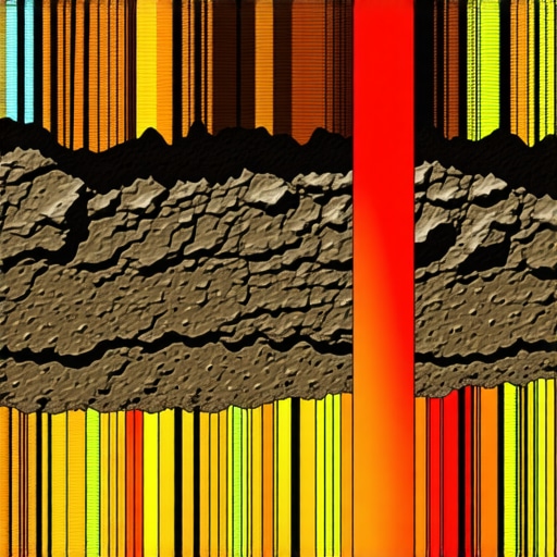 Illustration of detailed underground soil layers using geotechnical sensors and imaging tools.