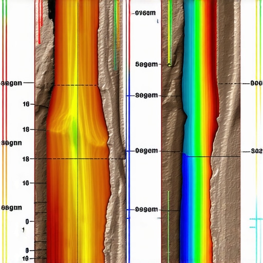 Visualization of underground soil layers with sensors and data analytics overlay.