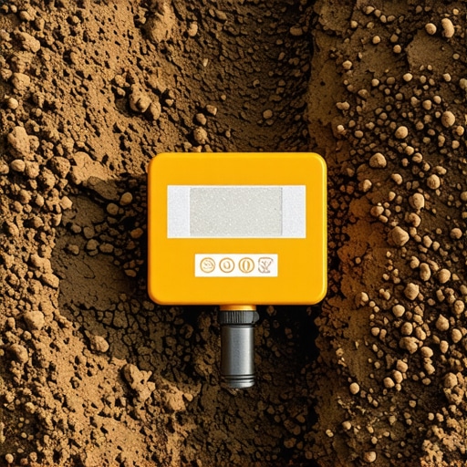 High-tech soil moisture sensors in trench soil capturing real-time data