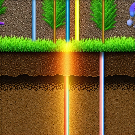 Diagram illustrating soil stabilization methods after rain, featuring sensors, drainage systems, and reinforcement materials