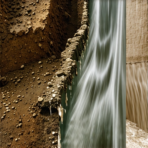 Geosynthetic reinforcement layers stabilizing moist soil in a trench