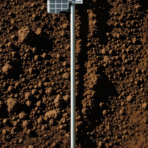 Close-up of soil sensors monitoring moisture and stability in active excavation site.