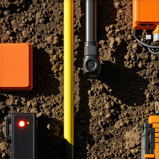 Close-up of specialized underground detection equipment operating in different soil types.
