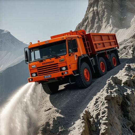 Industrial hydro-excavation truck working at high elevation on a utility trench.