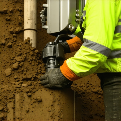 Technician using hydrovac to safely expose utilities in heavy clay soil without mechanical impact.